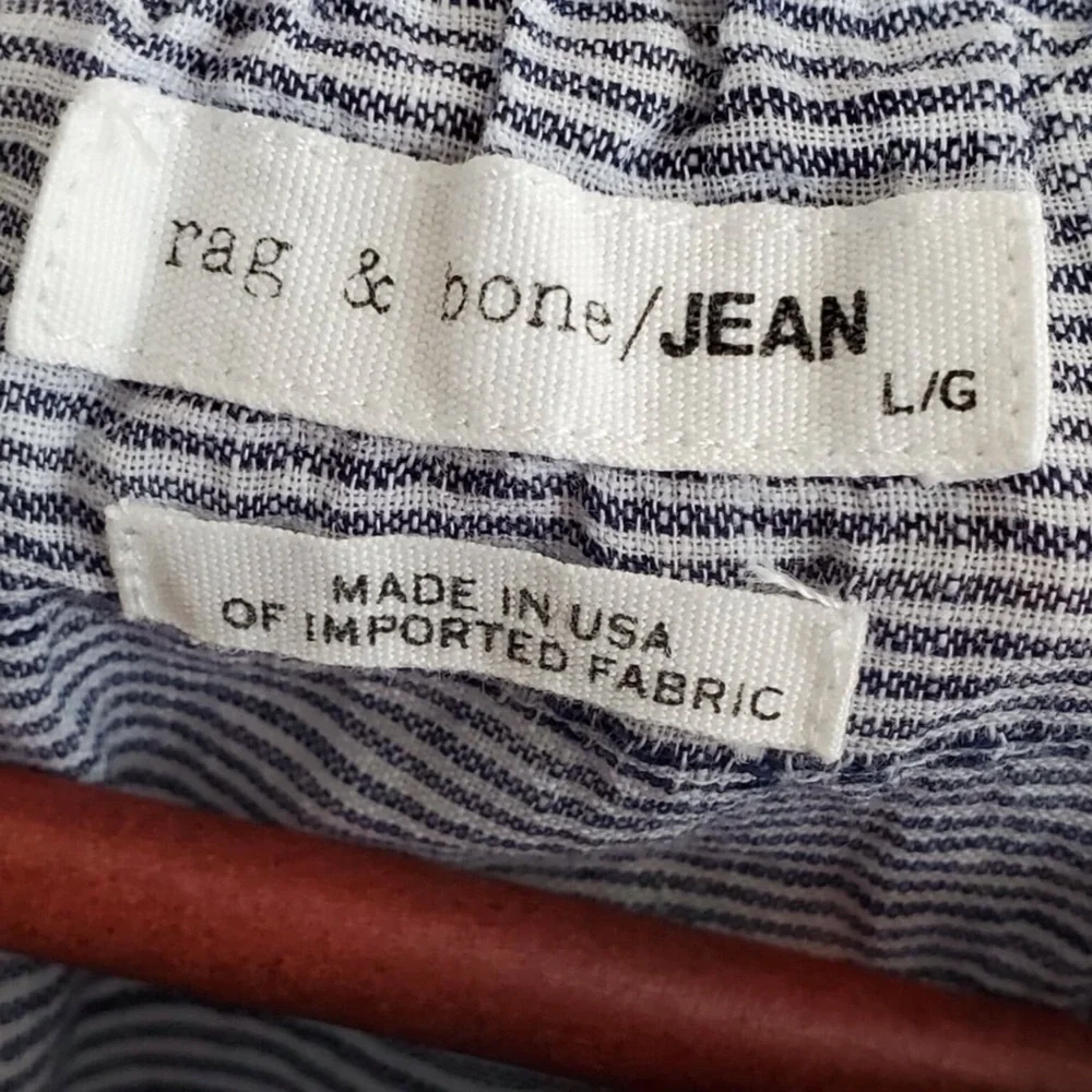 Rag & Bone Drew Blue Striped Off the Shoulder Top L - Picture 5 of 10